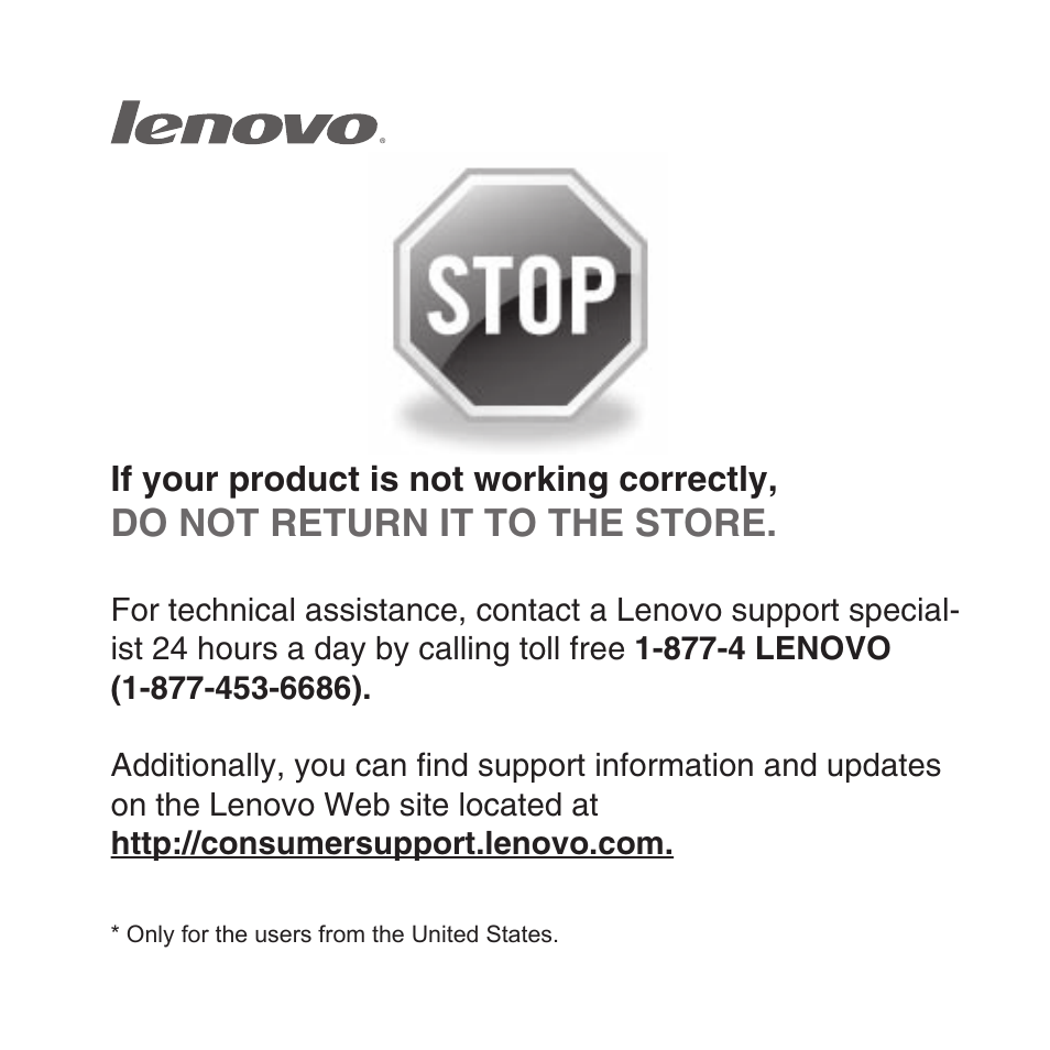 Do not return it to the store | Lenovo E46 Notebook User Manual | Page 37 / 38