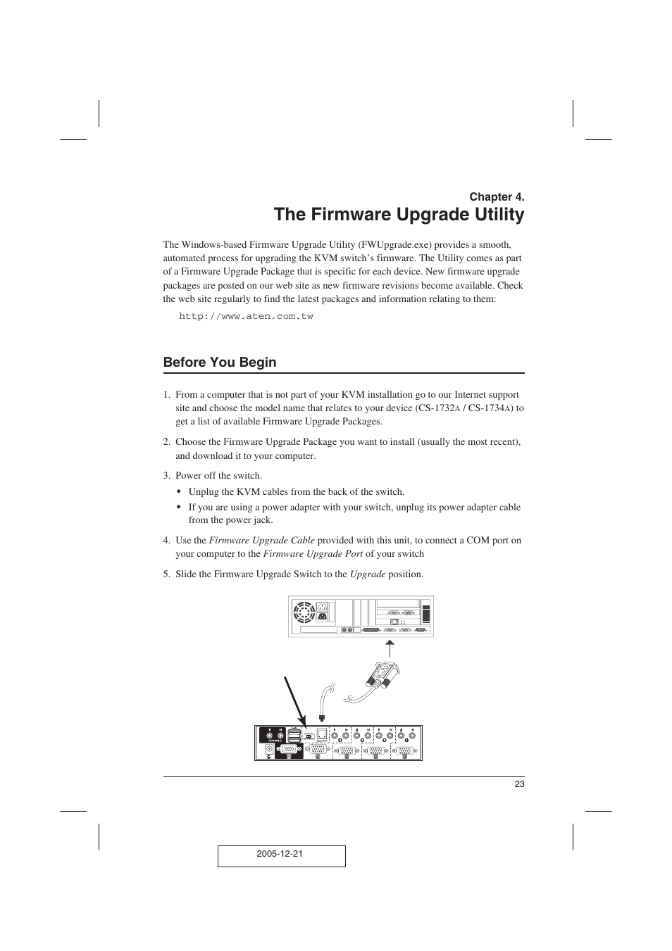 The firmware upgrade utility, Before you begin | ATEN ATEN MasterView CS-1732A User Manual | Page 29 / 37