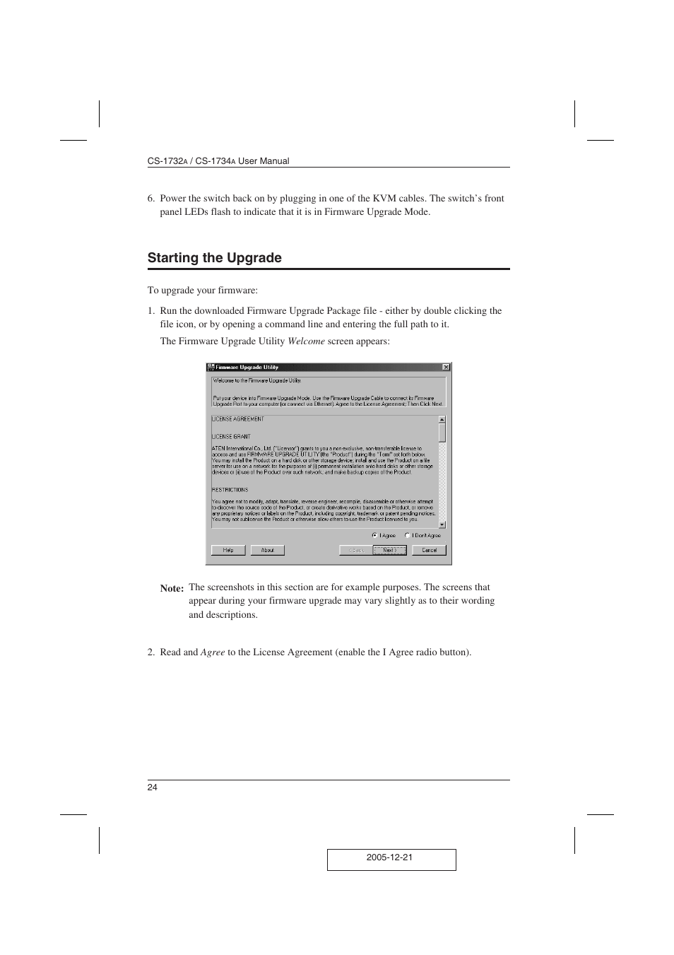 Starting the upgrade | ATEN ATEN MasterView CS-1732A User Manual | Page 30 / 37