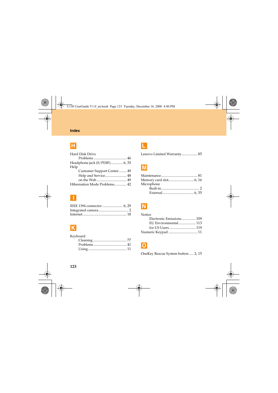 Lenovo IdeaPad U130 User Manual | Page 132 / 136