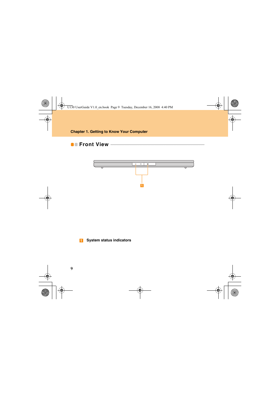 Front view | Lenovo IdeaPad U130 User Manual | Page 18 / 136