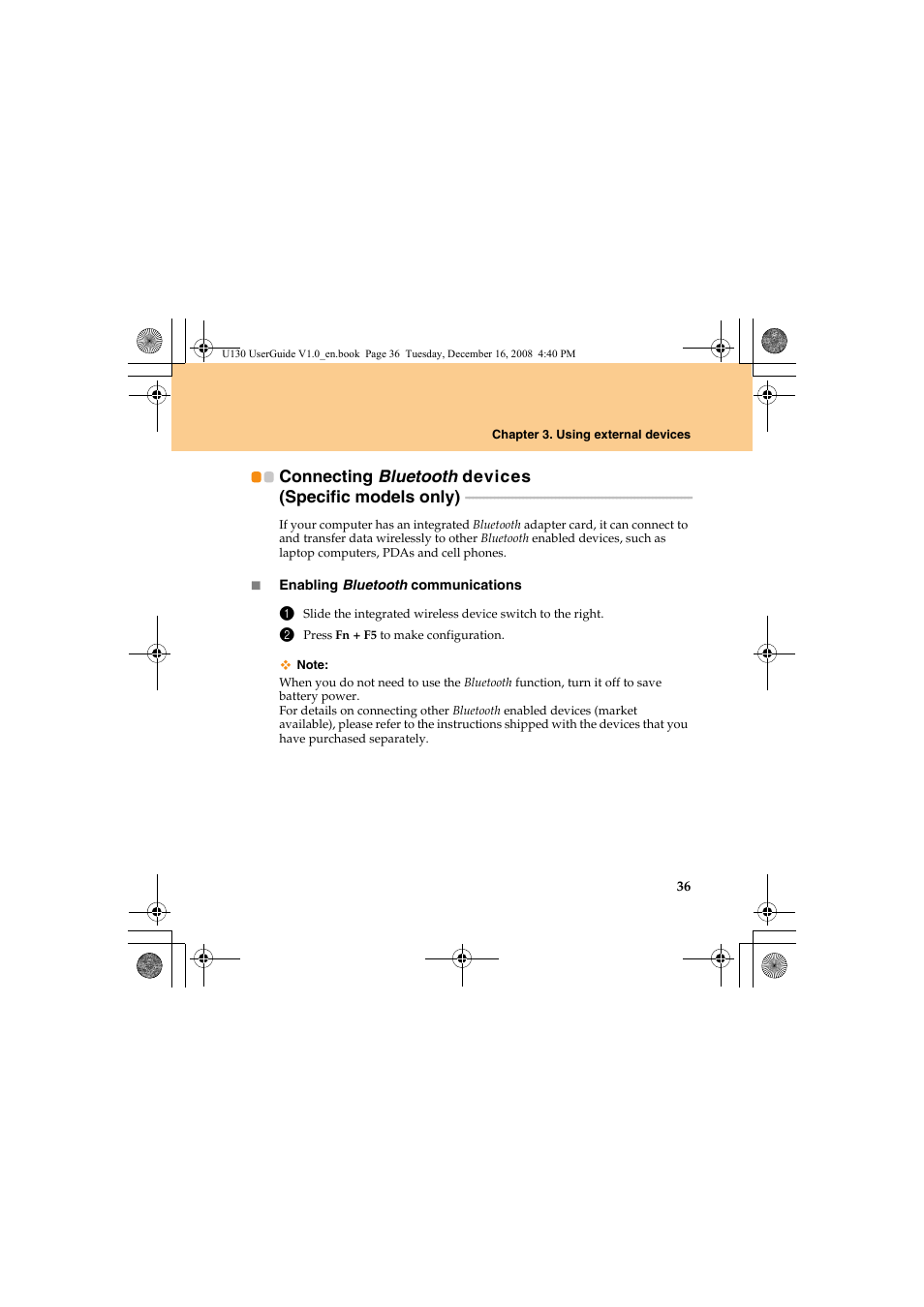 Connecting blueto | Lenovo IdeaPad U130 User Manual | Page 45 / 136