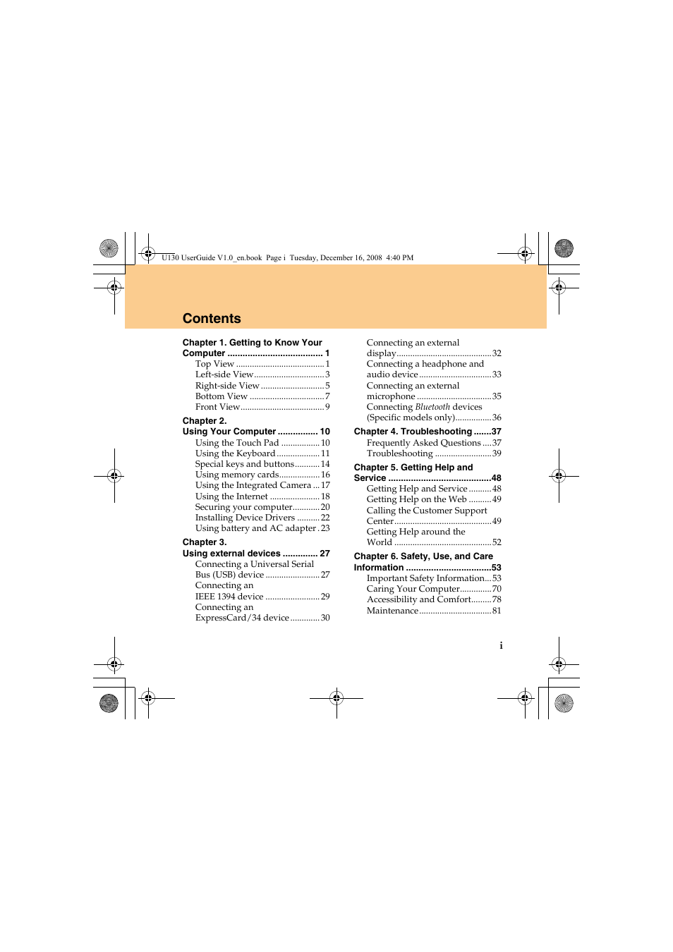 Lenovo IdeaPad U130 User Manual | Page 7 / 136
