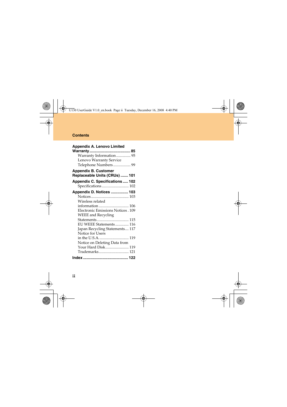 Lenovo IdeaPad U130 User Manual | Page 8 / 136