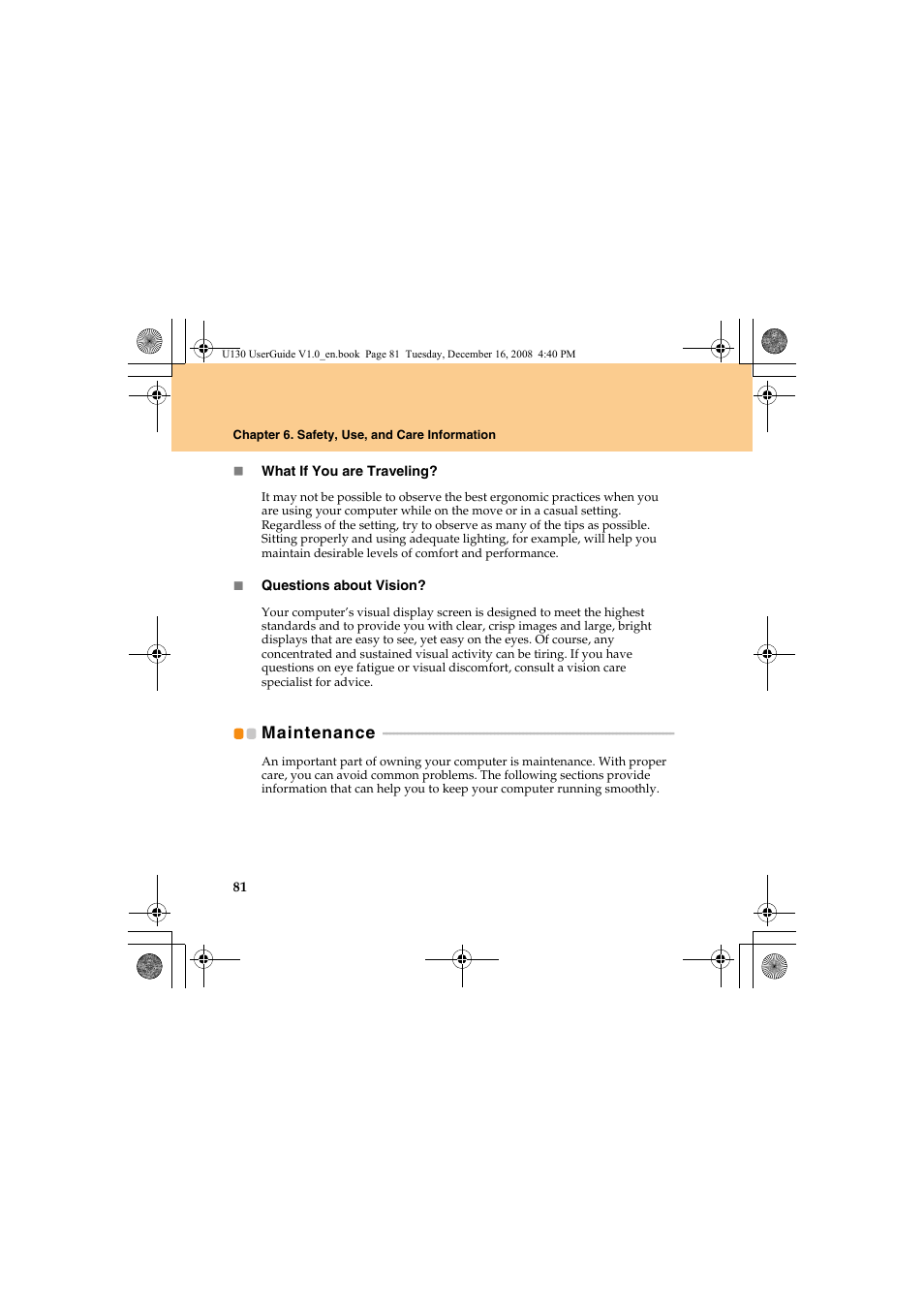 Maintenance | Lenovo IdeaPad U130 User Manual | Page 90 / 136