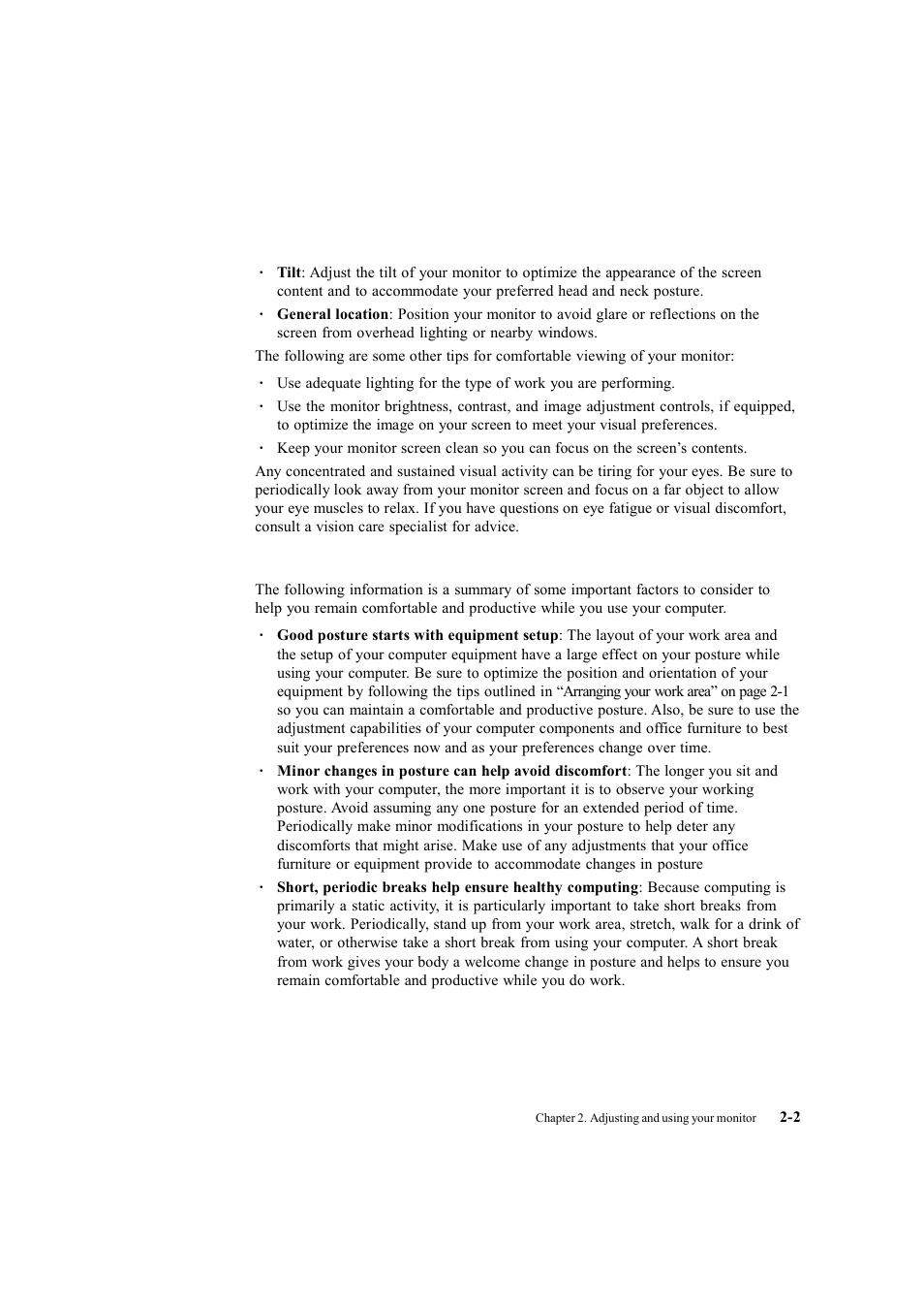 Quick tips for healthy work habits | Lenovo ThinkVision LT2452p Wide 24in LCD Monitor User Manual | Page 17 / 42