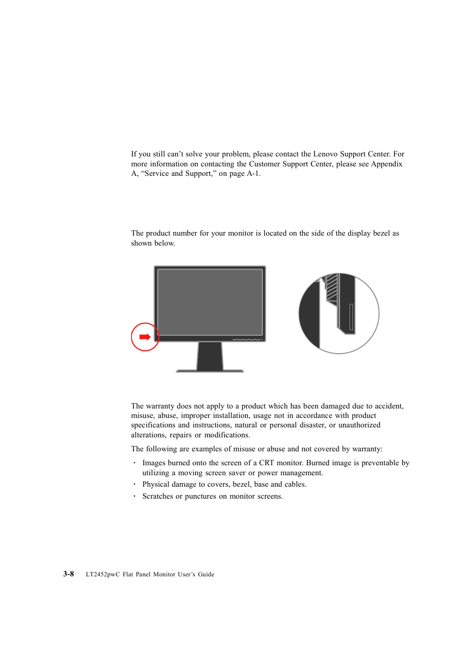 Getting further help -8, Service information -8, Product numbers -8 | Customer responsibilities -8, Service information | Lenovo ThinkVision LT2452p Wide 24in LCD Monitor User Manual | Page 32 / 42