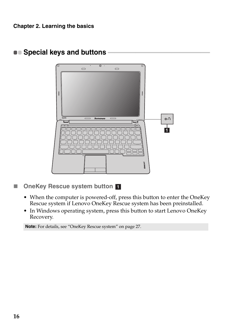 Special keys and buttons | Lenovo IdeaPad S205 User Manual | Page 20 / 46
