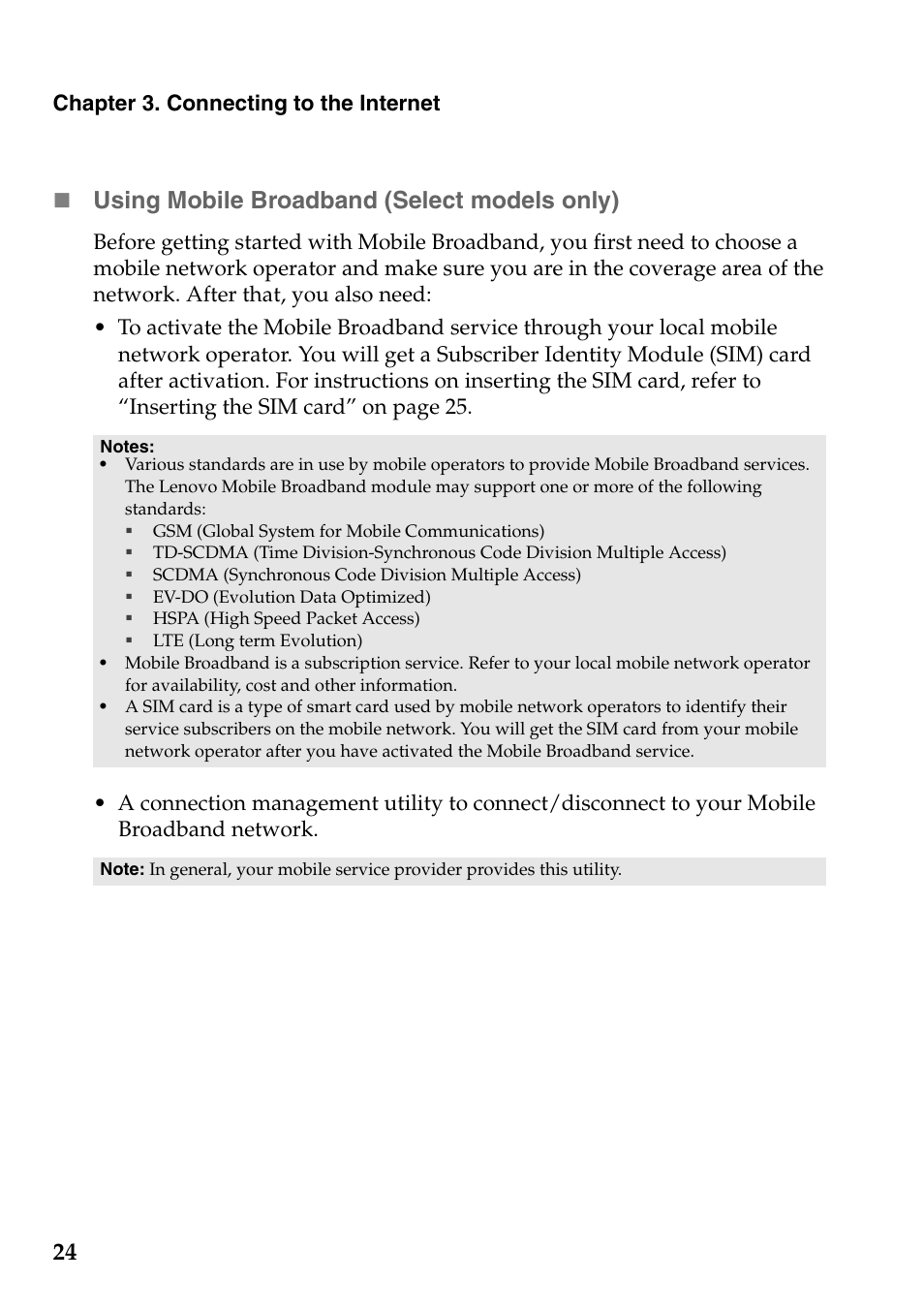 Using mobile broadband (select models only) | Lenovo IdeaPad S205 User Manual | Page 28 / 46