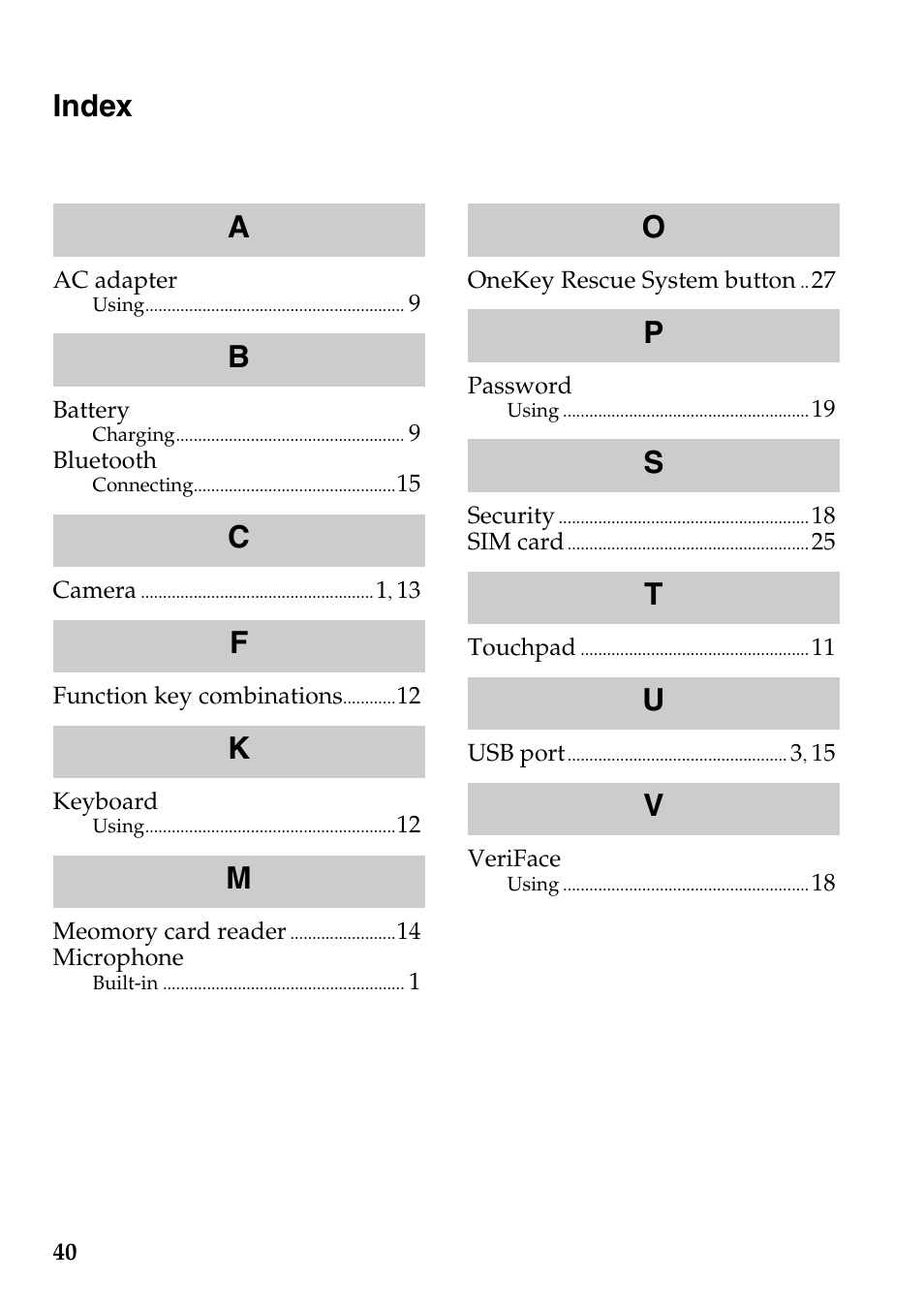 Index | Lenovo IdeaPad S205 User Manual | Page 44 / 46