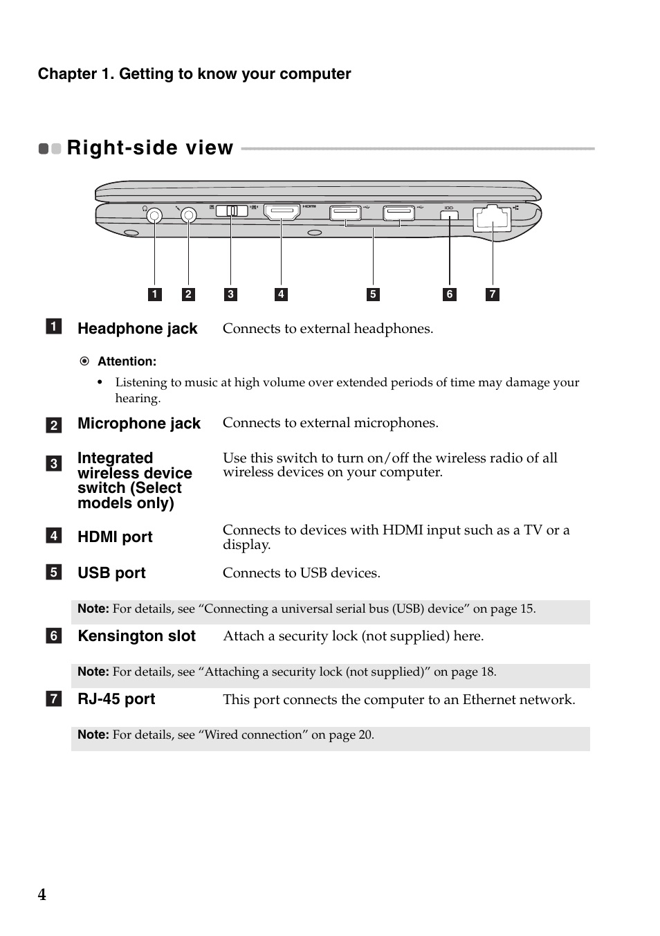 Right-side view | Lenovo IdeaPad S205 User Manual | Page 8 / 46