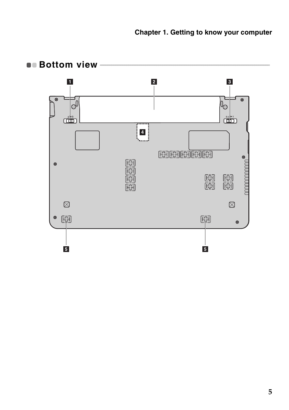 Bottom view | Lenovo IdeaPad S205 User Manual | Page 9 / 46