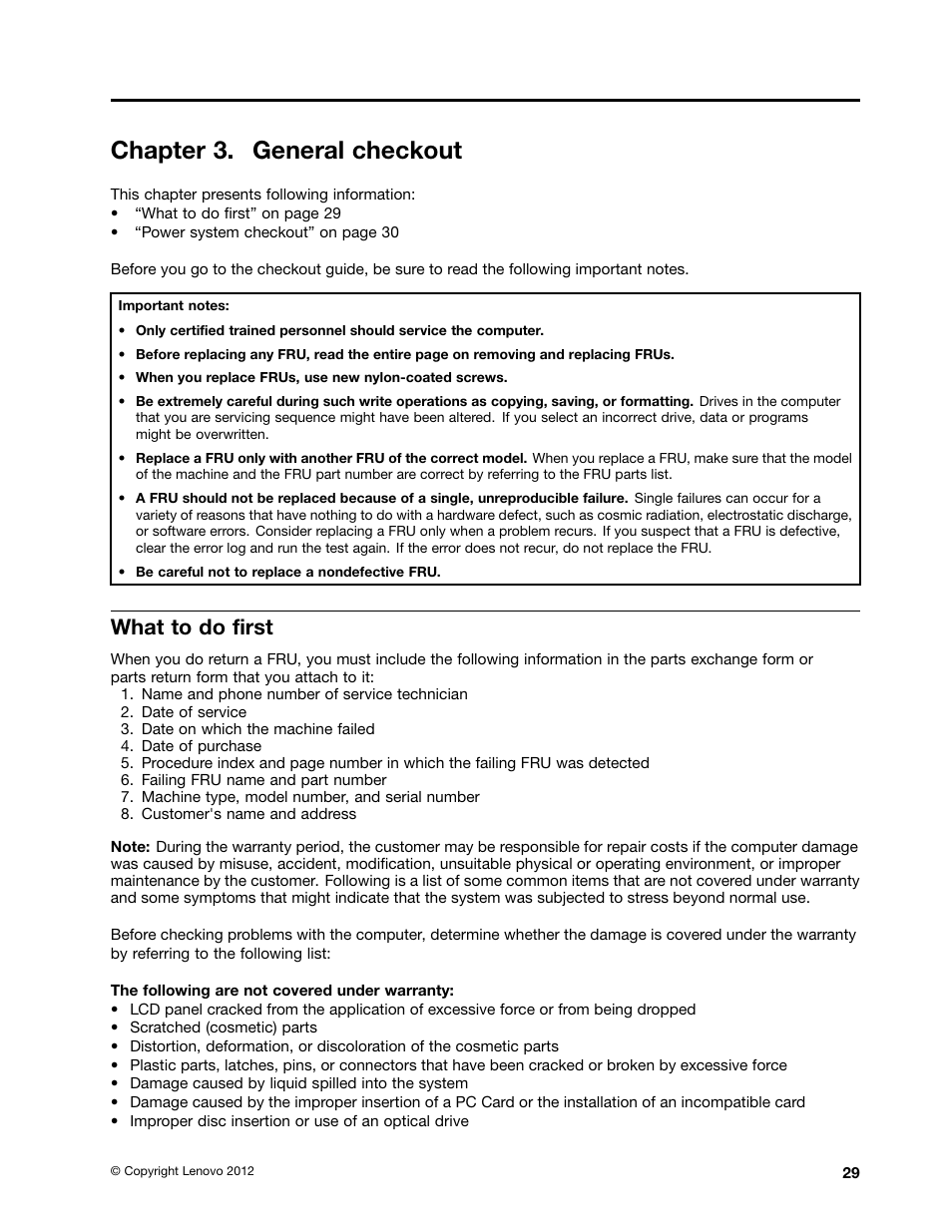 Chapter 3. general checkout, What to do first | Lenovo V570 Notebook User Manual | Page 35 / 96