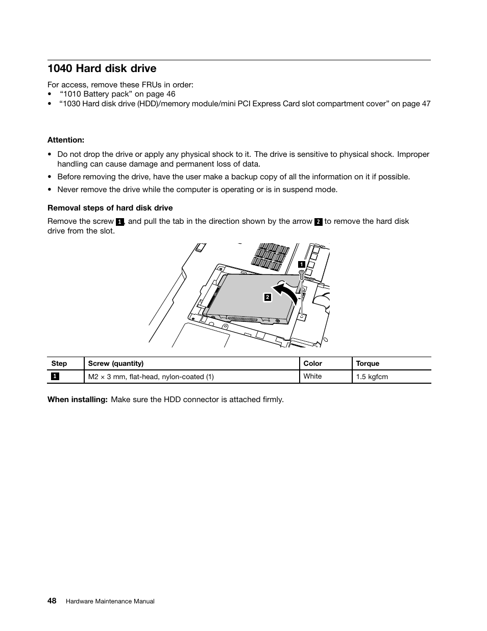 1040 hard disk drive | Lenovo V570 Notebook User Manual | Page 54 / 96