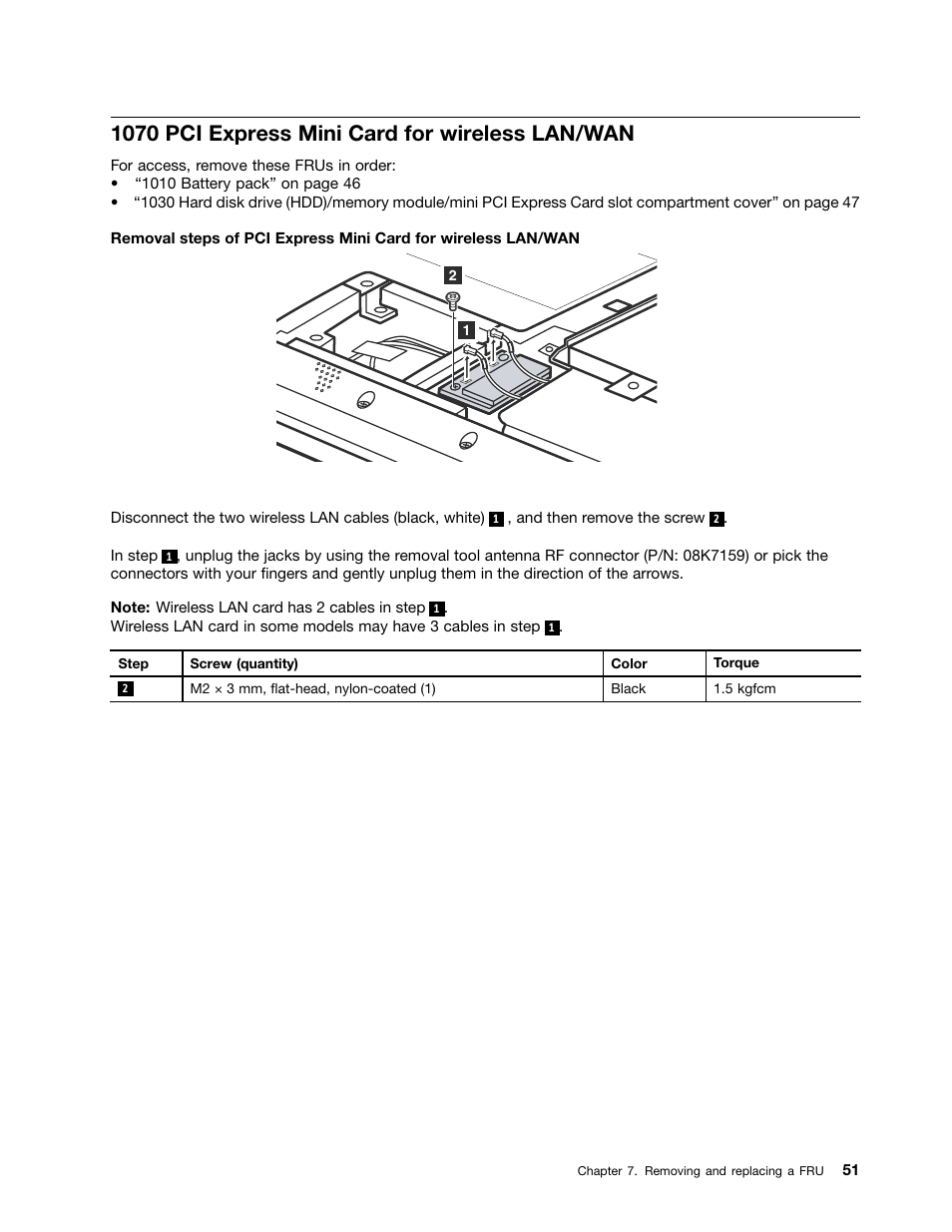 1070 pci express mini card for wireless lan/wan | Lenovo V570 Notebook User Manual | Page 57 / 96