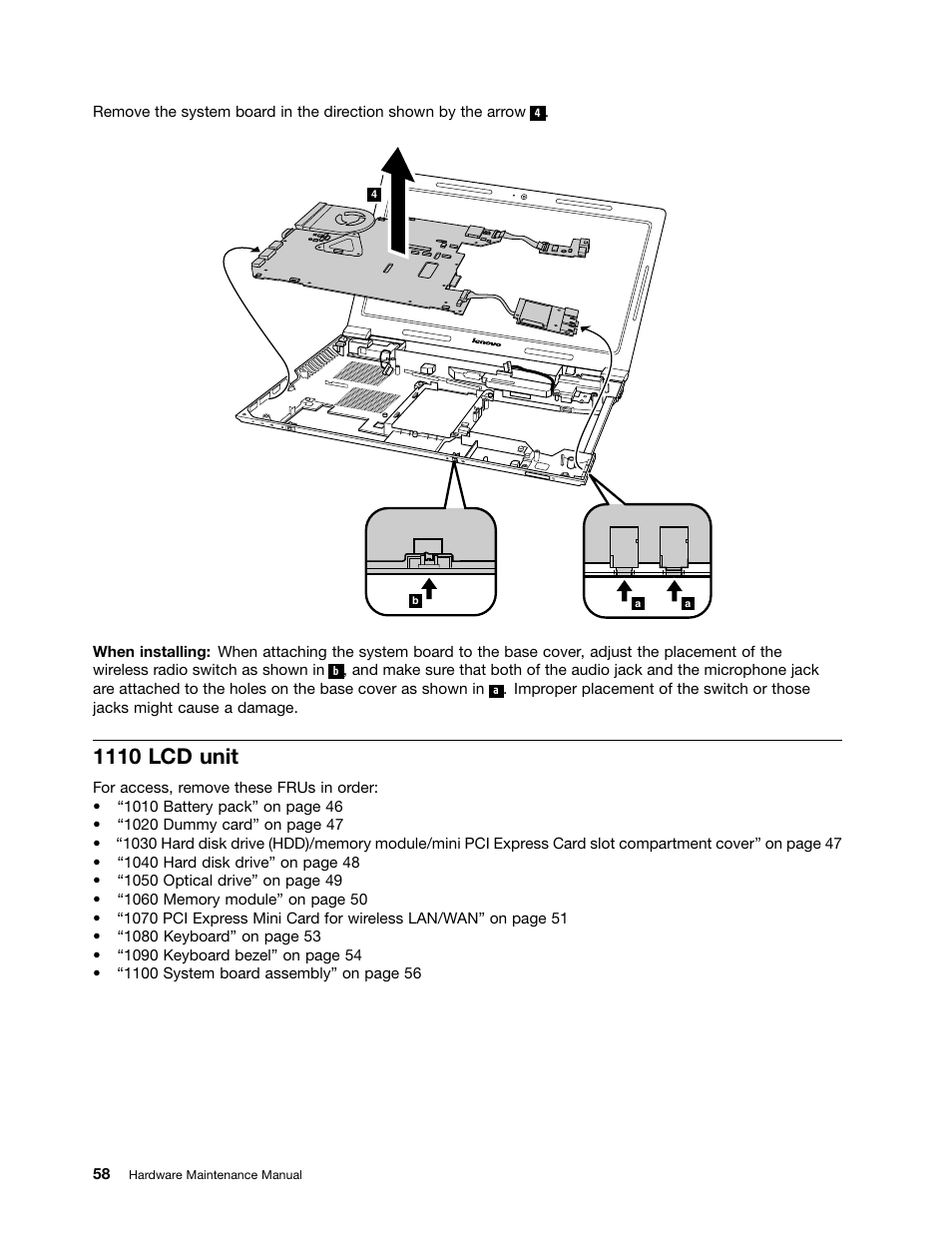 1110 lcd unit | Lenovo V570 Notebook User Manual | Page 64 / 96