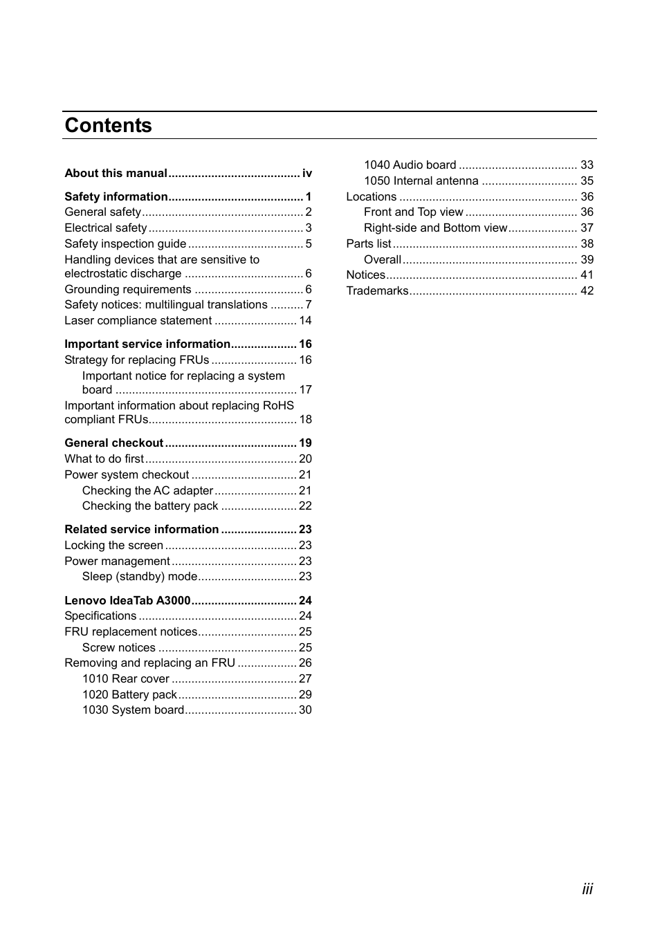 Lenovo A3000 Tablet User Manual | Page 3 / 46