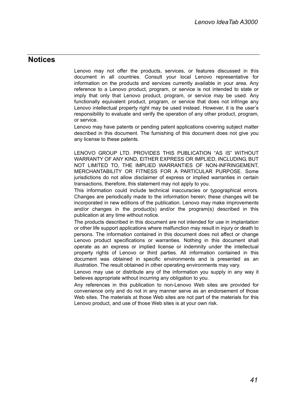 Notices | Lenovo A3000 Tablet User Manual | Page 45 / 46