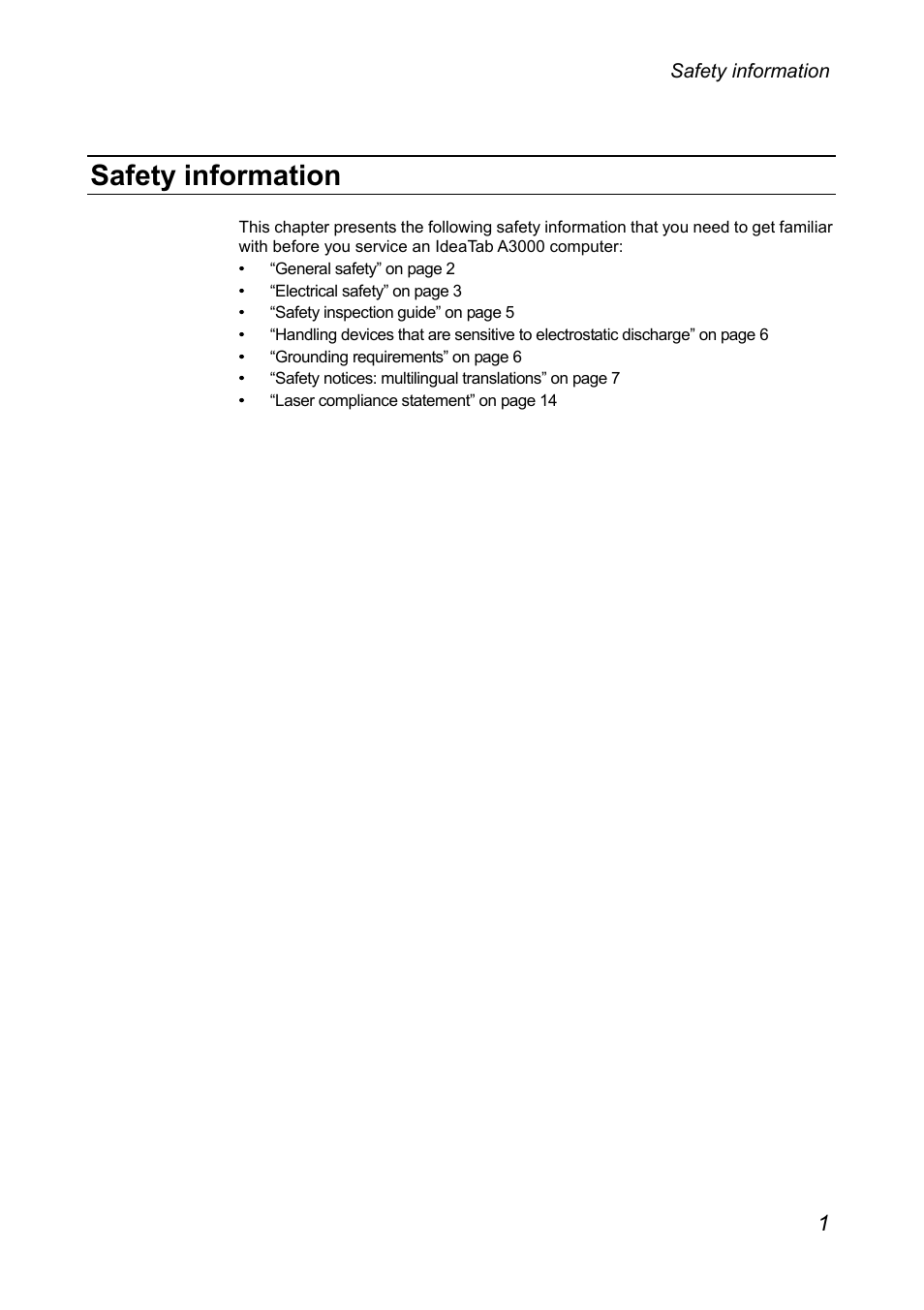 Safety information | Lenovo A3000 Tablet User Manual | Page 5 / 46
