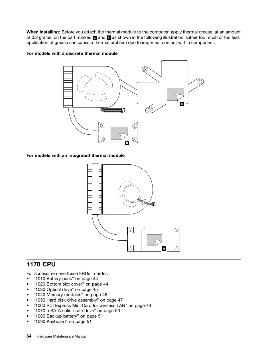 1170 cpu | Lenovo B480 Notebook User Manual | Page 70 / 102