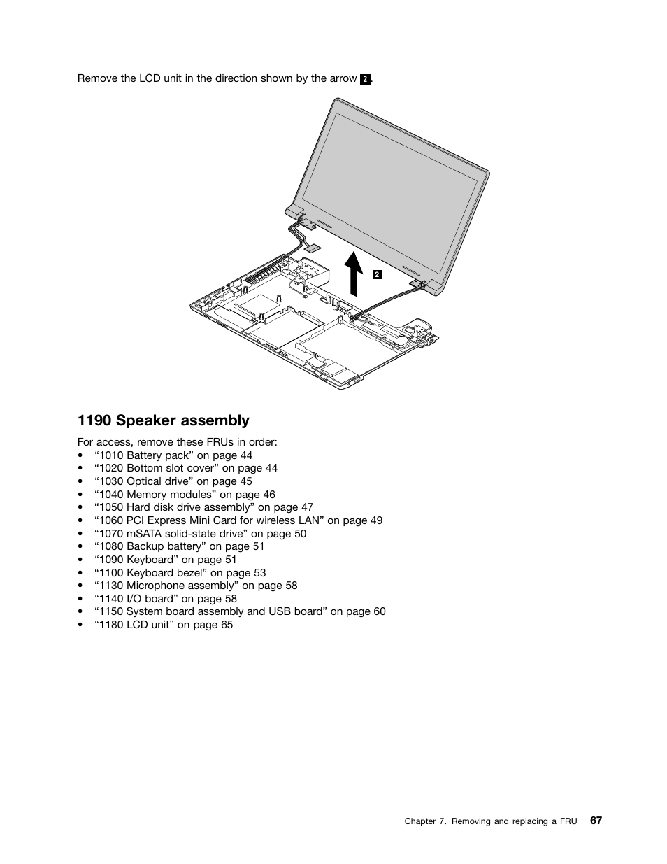 1190 speaker assembly | Lenovo B480 Notebook User Manual | Page 73 / 102