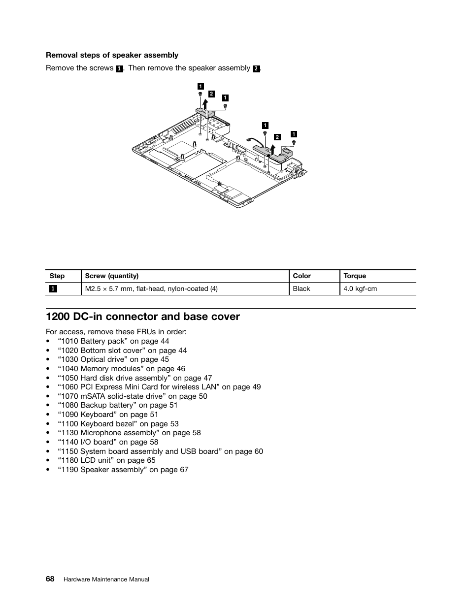 1200 dc-in connector and base cover | Lenovo B480 Notebook User Manual | Page 74 / 102