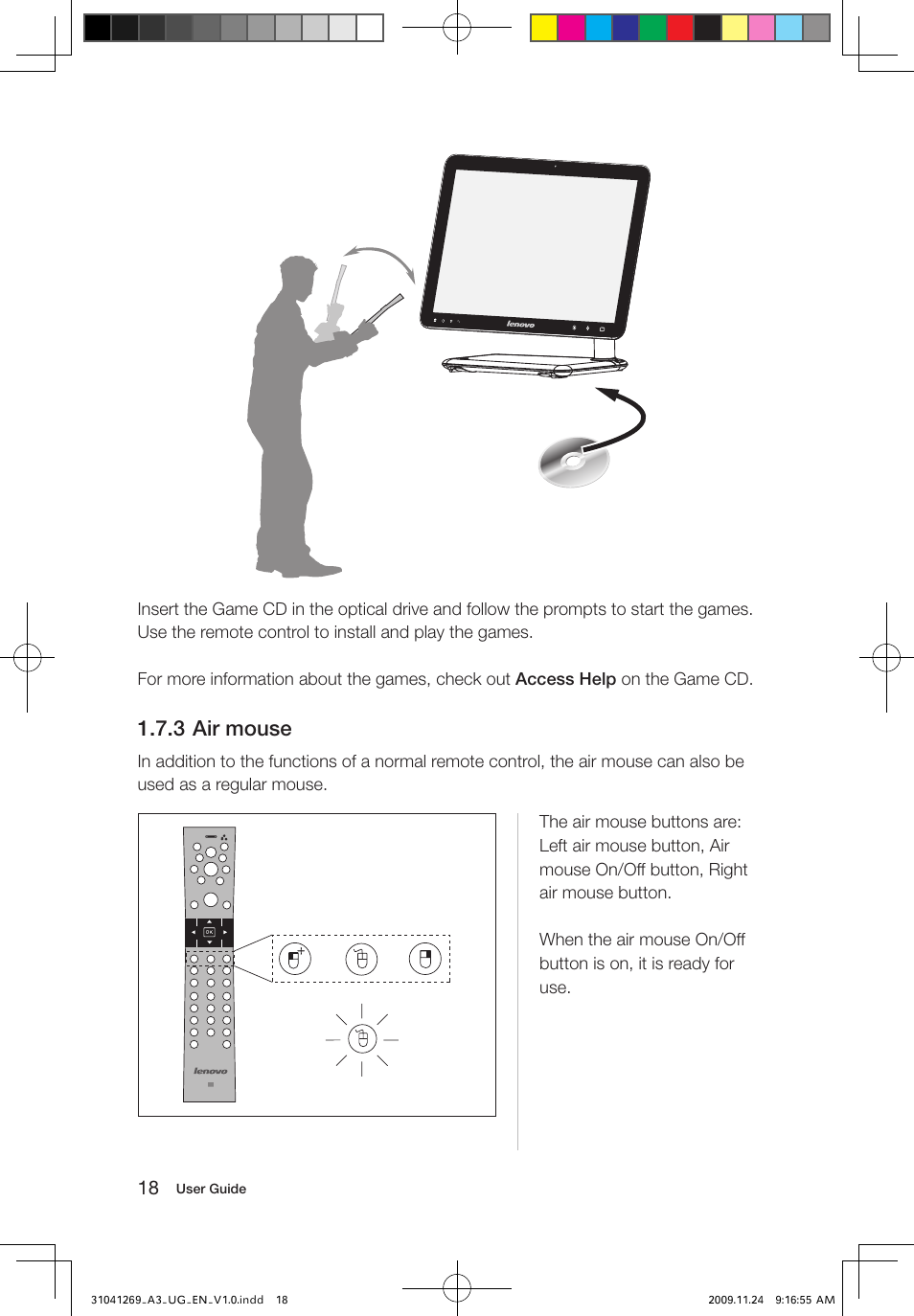 3 air mouse | Lenovo IdeaCentre A300 User Manual | Page 23 / 51