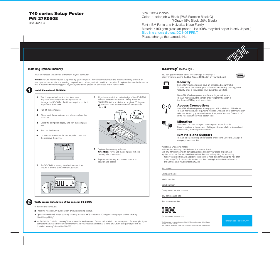 Lenovo ThinkPad T43p User Manual | Page 2 / 2