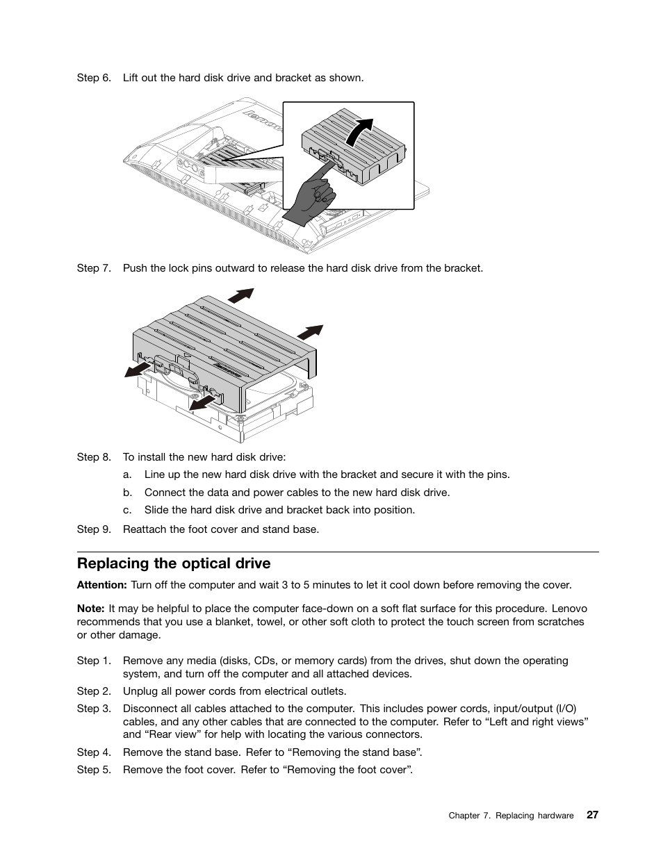 Replacing the optical drive | Lenovo B50-35 All in One User Manual | Page 33 / 63