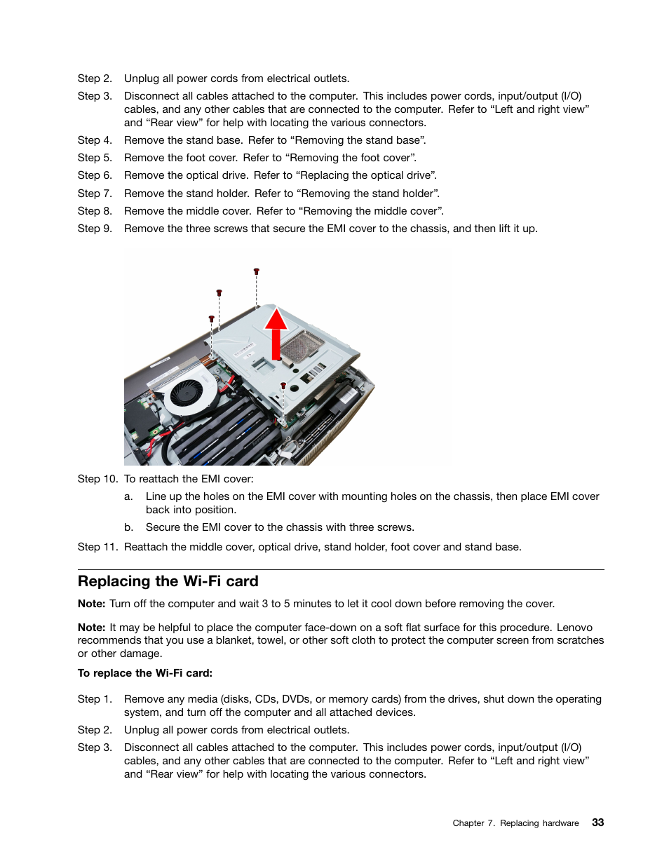 Replacing the wi-fi card | Lenovo B50-35 All in One User Manual | Page 39 / 63