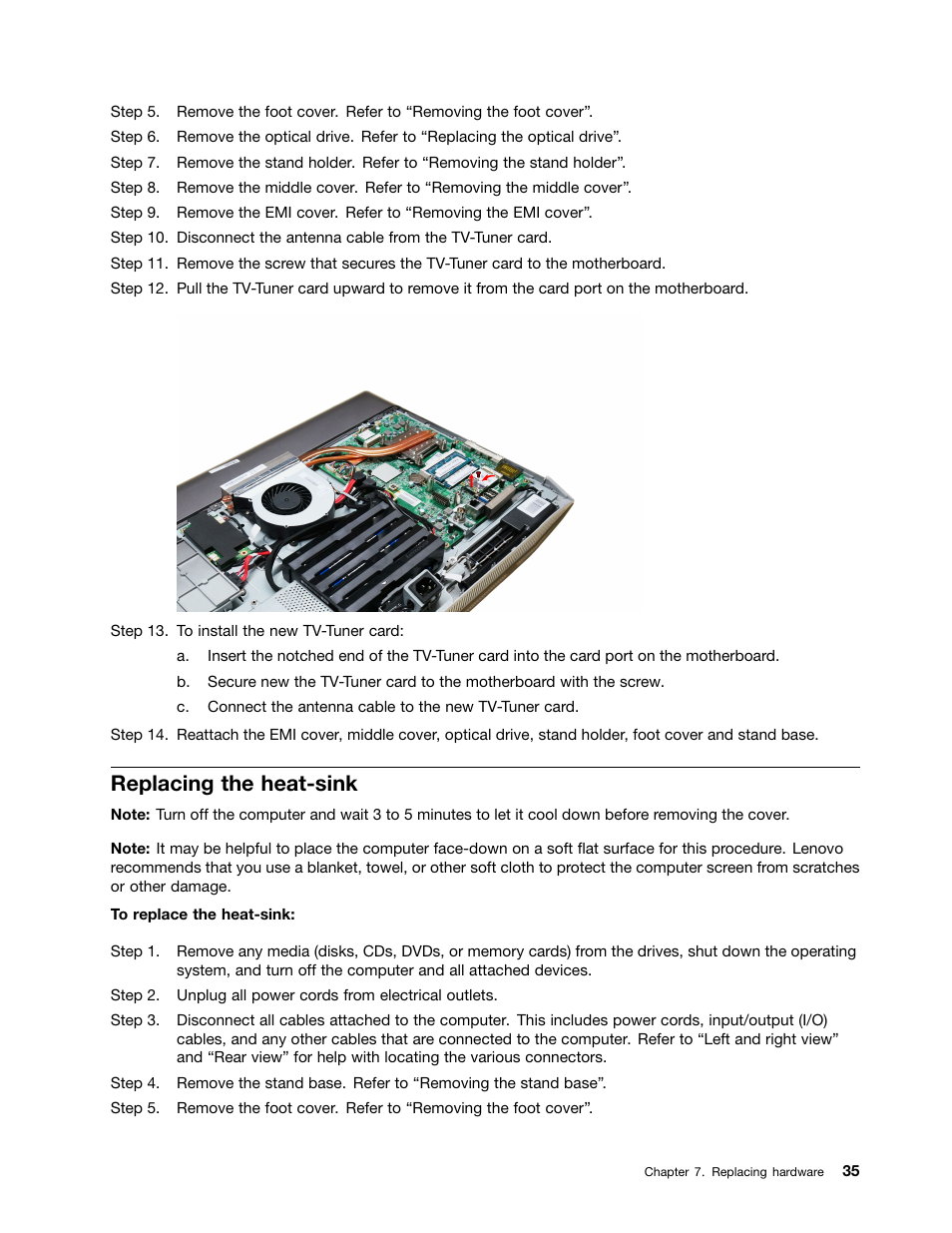 Replacing the heat-sink | Lenovo B50-35 All in One User Manual | Page 41 / 63