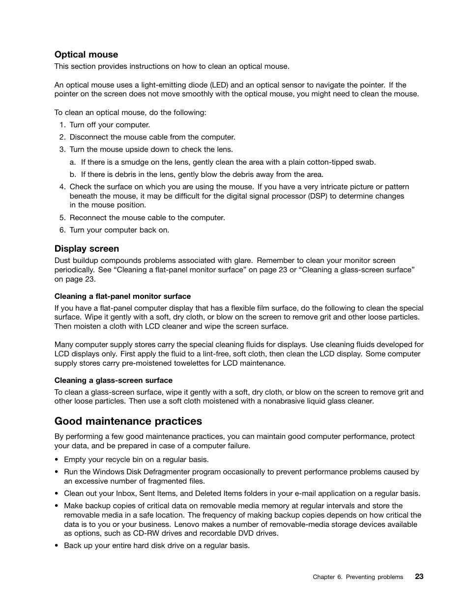 Good maintenance practices | Lenovo S310 All-in-One User Manual | Page 33 / 66