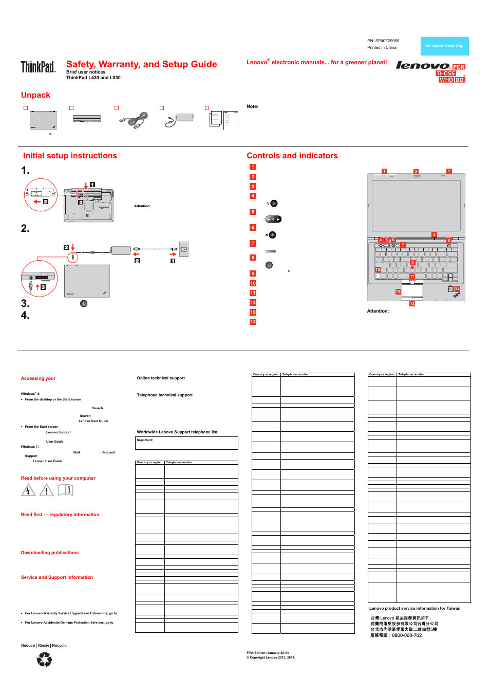 Lenovo ThinkPad L430 User Manual | 2 pages