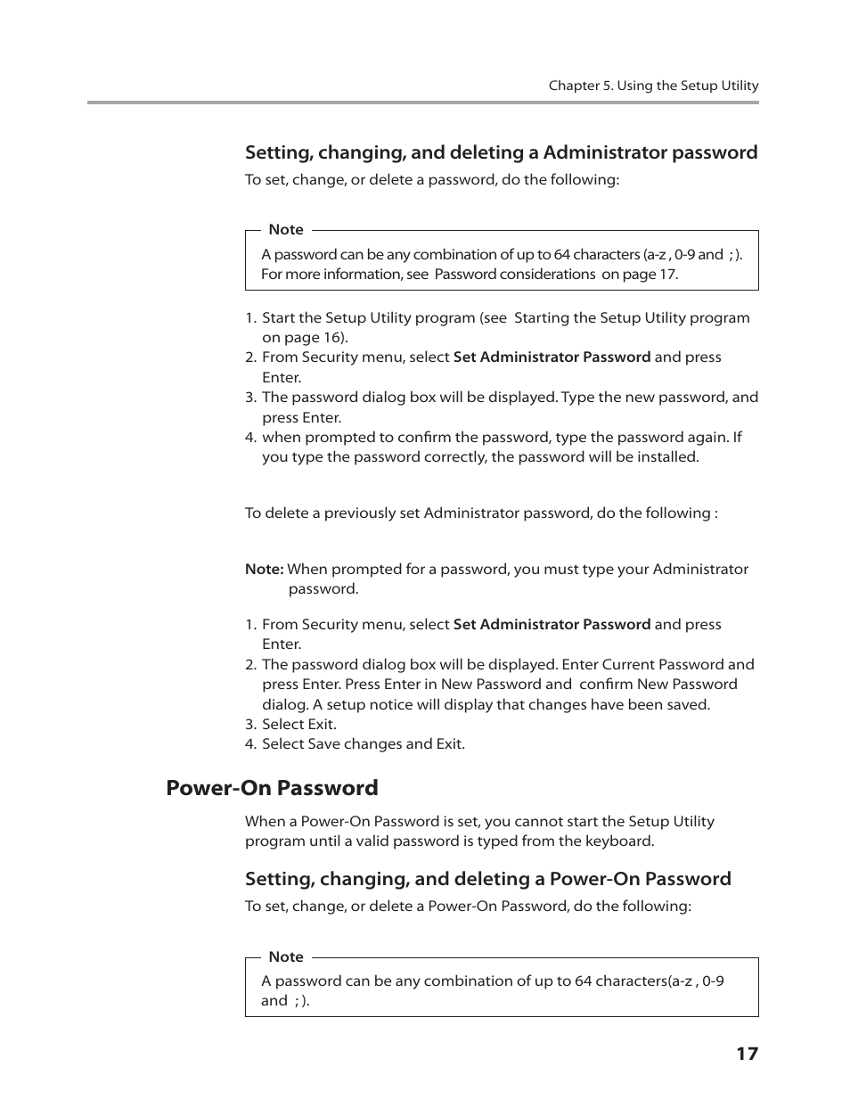 Power-on password | Lenovo IdeaCentre B310 User Manual | Page 19 / 64