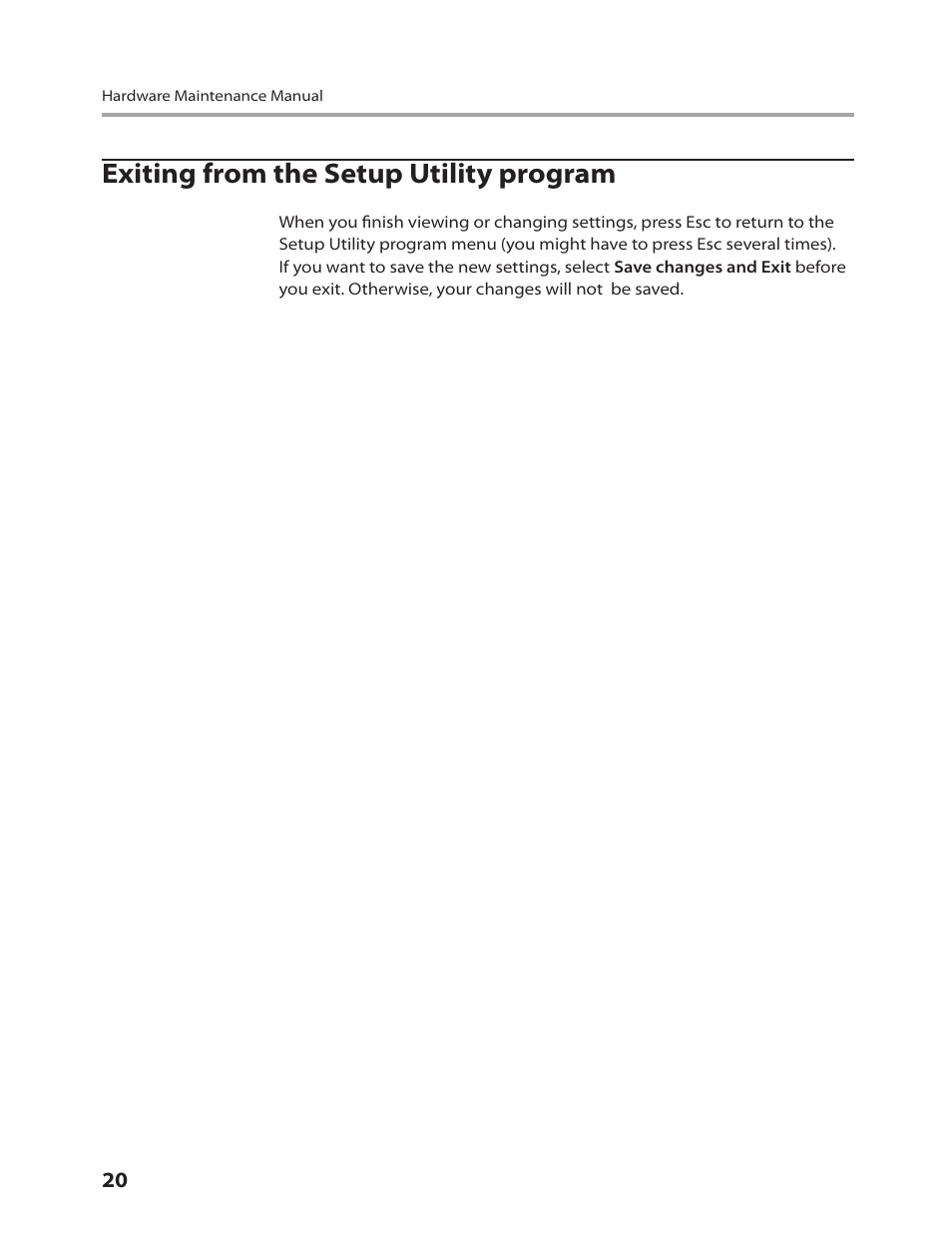 Exiting from the setup utility program | Lenovo IdeaCentre B310 User Manual | Page 22 / 64