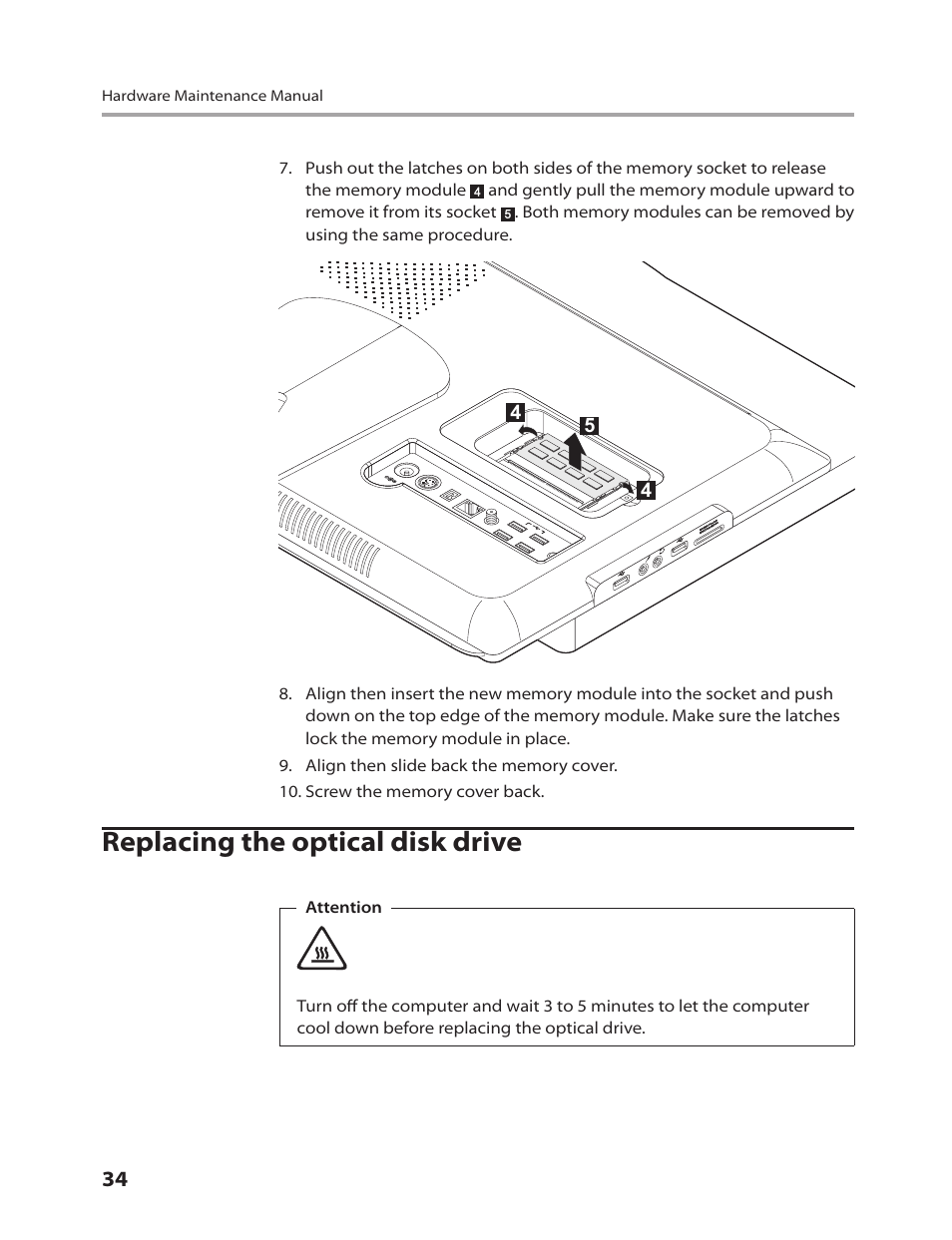 Replacing the optical disk drive | Lenovo IdeaCentre B310 User Manual | Page 36 / 64