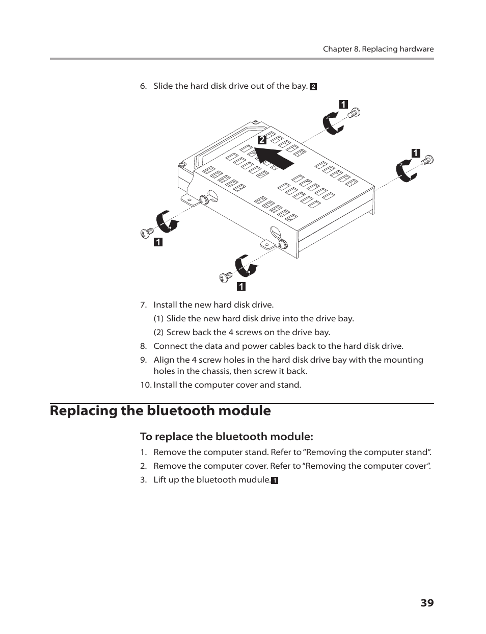 Replacing the bluetooth module | Lenovo IdeaCentre B310 User Manual | Page 41 / 64