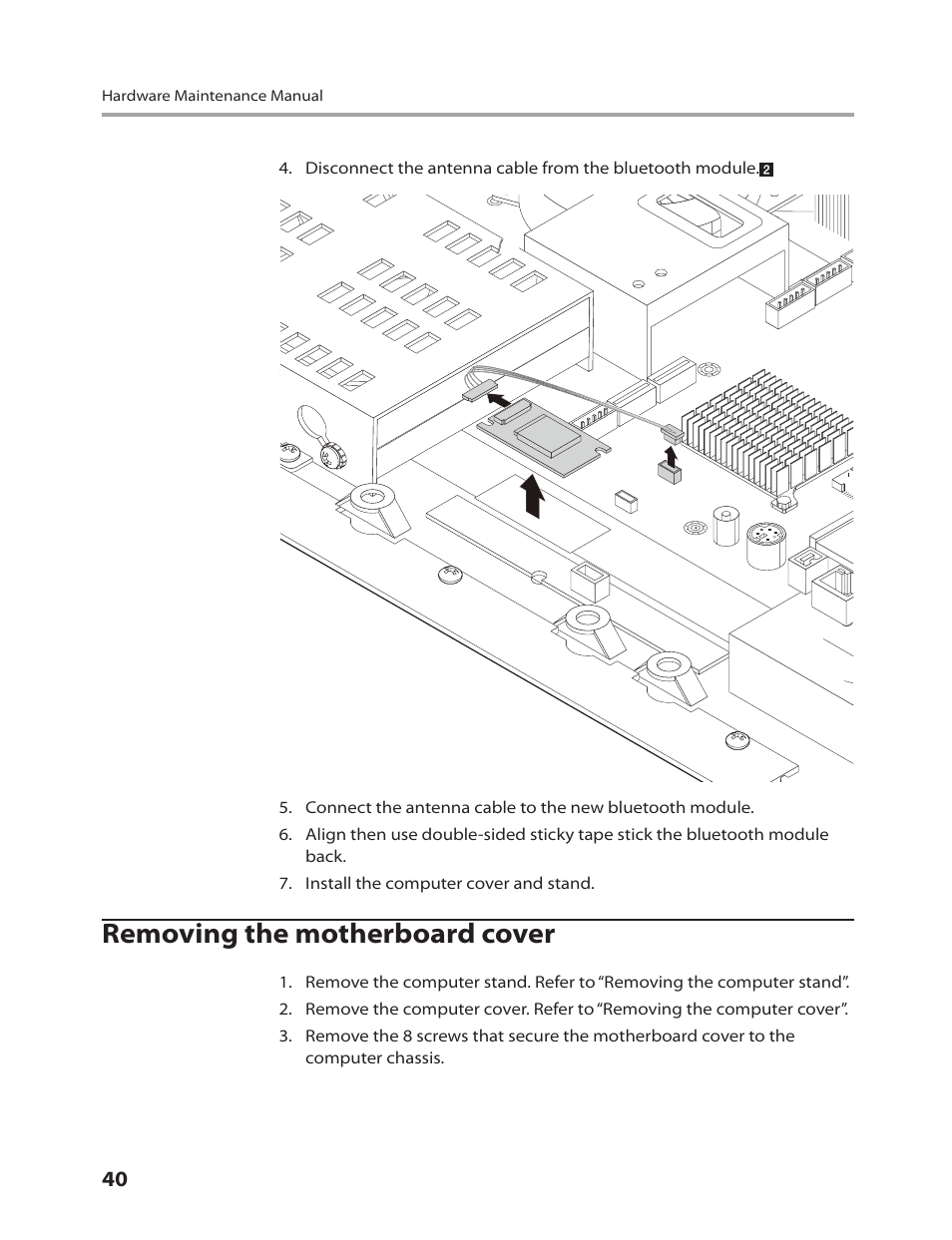 Removing the motherboard cover | Lenovo IdeaCentre B310 User Manual | Page 42 / 64