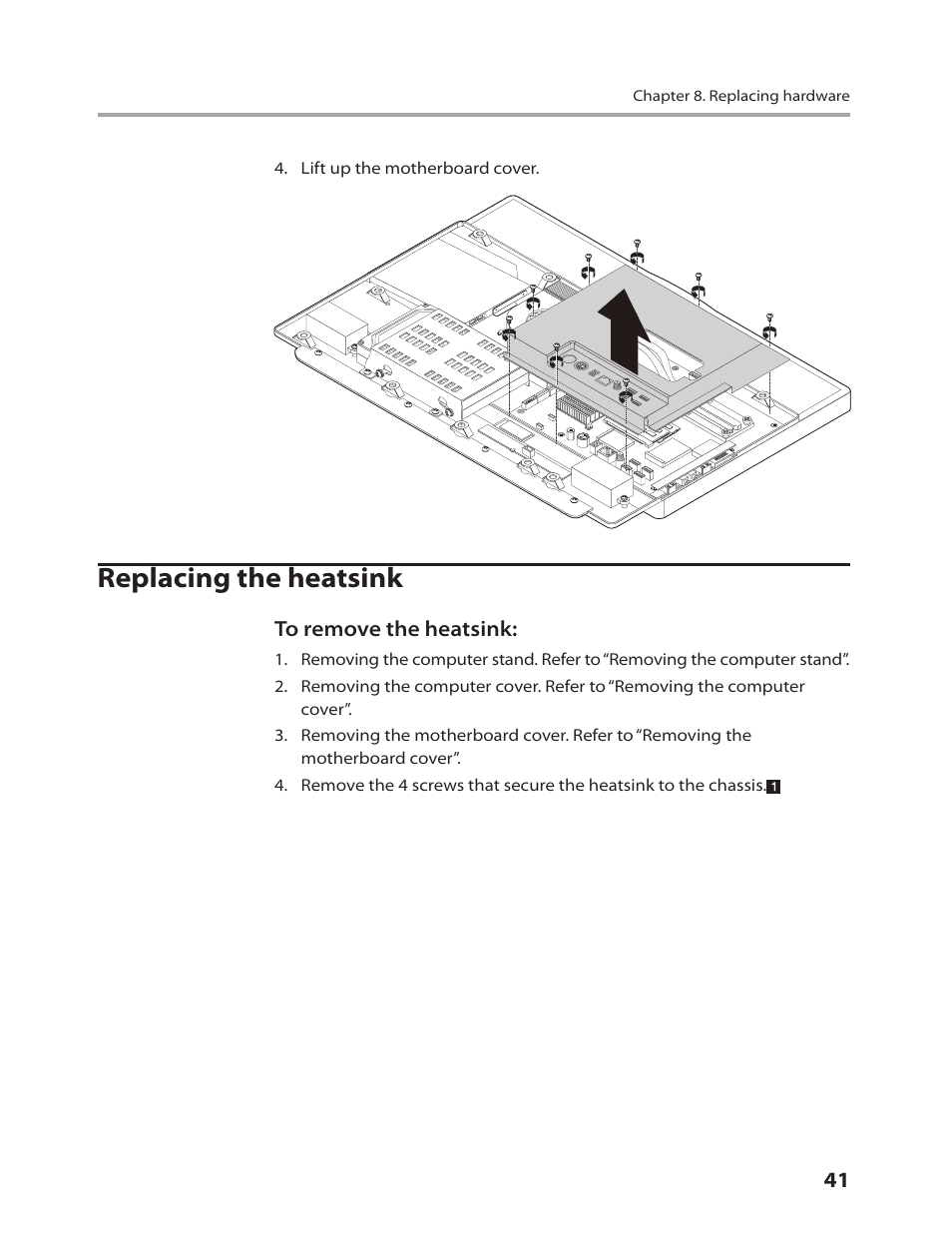 Replacing the heatsink | Lenovo IdeaCentre B310 User Manual | Page 43 / 64