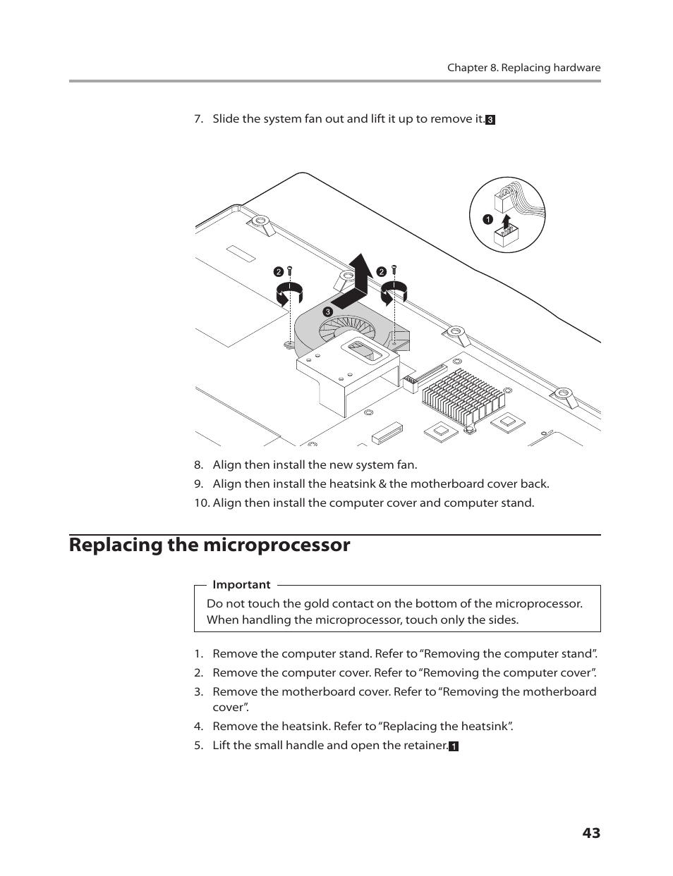 Replacing the microprocessor | Lenovo IdeaCentre B310 User Manual | Page 45 / 64