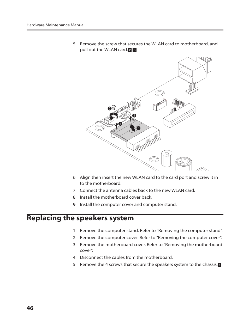 Replacing the speakers system | Lenovo IdeaCentre B310 User Manual | Page 48 / 64