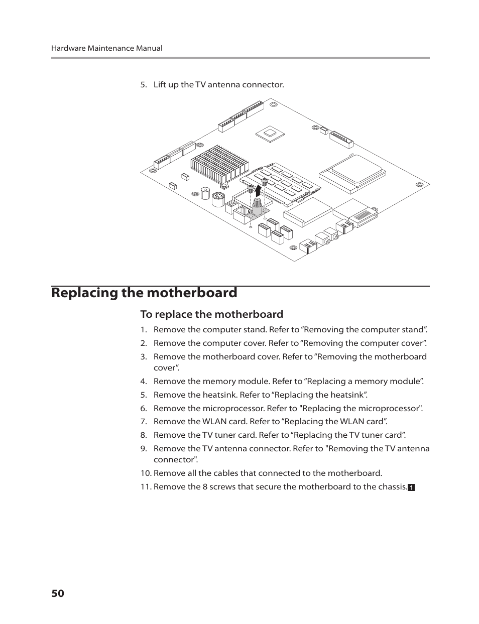 Replacing the motherboard | Lenovo IdeaCentre B310 User Manual | Page 52 / 64