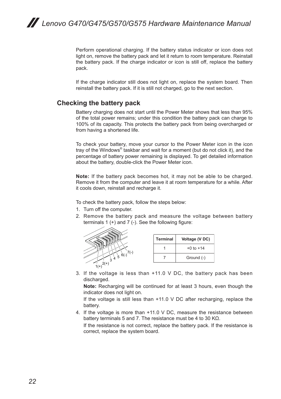 Checking the battery pack | Lenovo G475 Notebook User Manual | Page 26 / 94