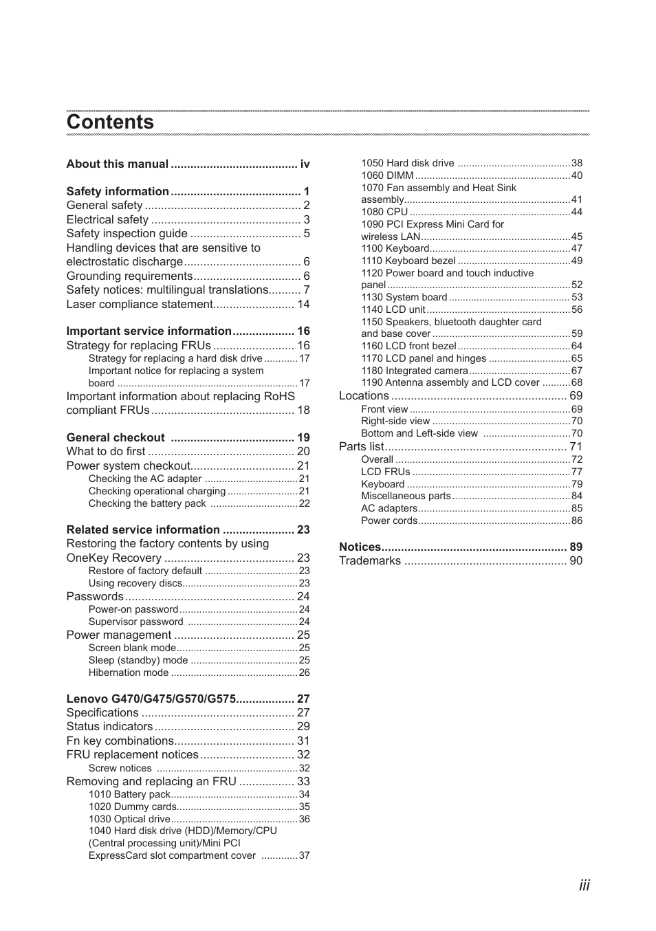 Lenovo G475 Notebook User Manual | Page 3 / 94