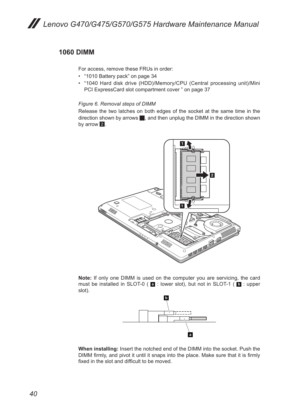 1060 dimm | Lenovo G475 Notebook User Manual | Page 44 / 94