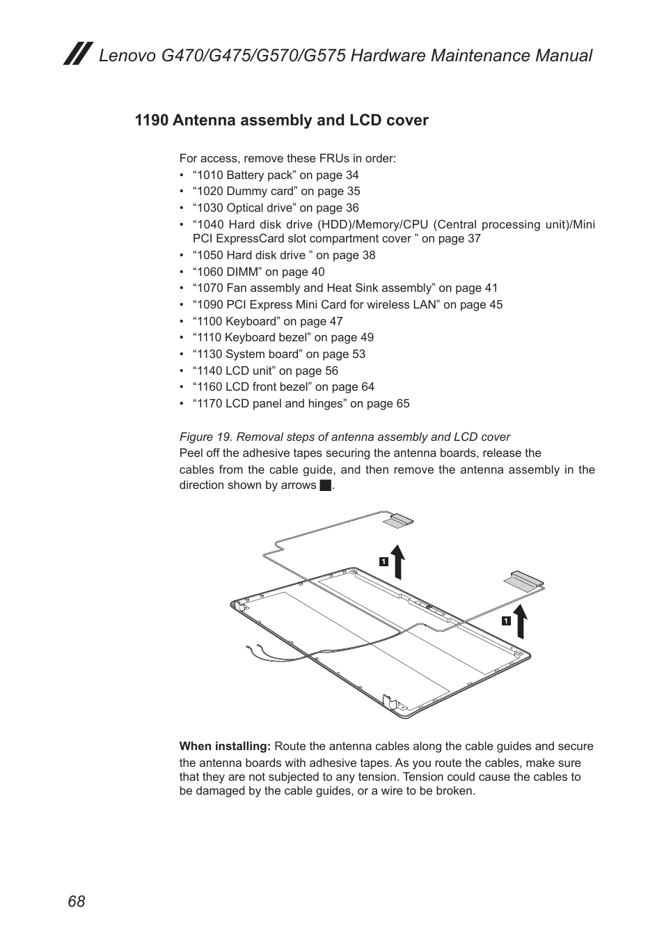 1190 antenna assembly and lcd cover | Lenovo G475 Notebook User Manual | Page 72 / 94
