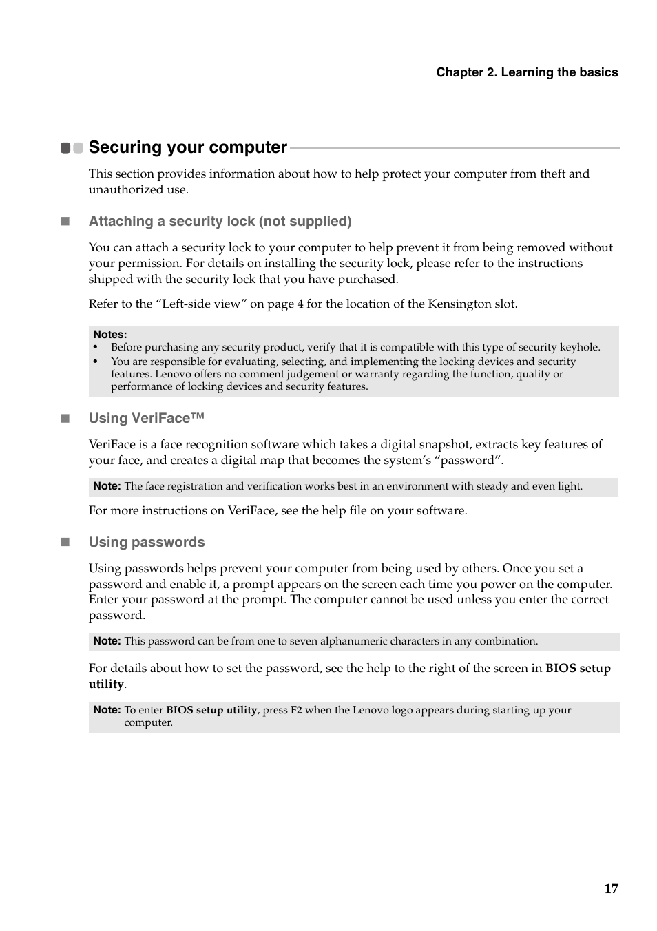 Securing your computer | Lenovo G455 Notebook User Manual | Page 25 / 116