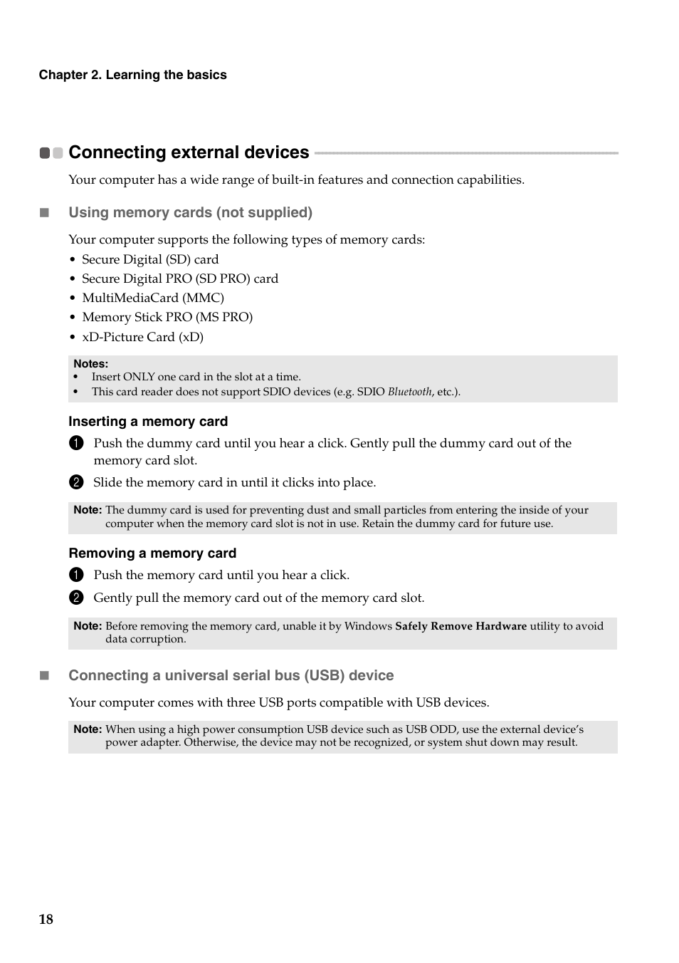 Connecting external devices | Lenovo G455 Notebook User Manual | Page 26 / 116