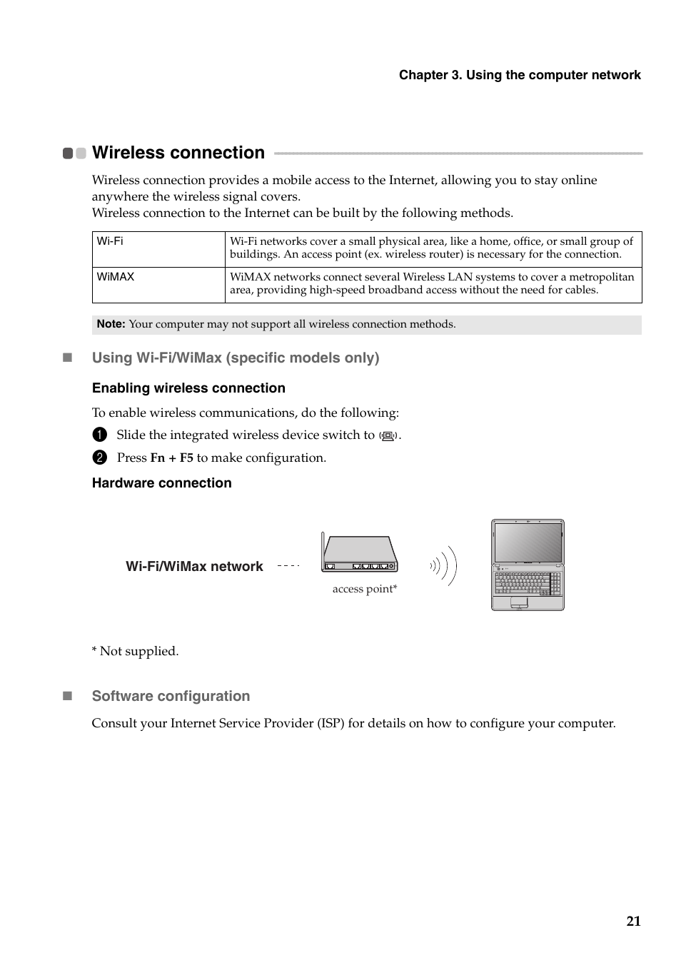 Wireless connection | Lenovo G455 Notebook User Manual | Page 29 / 116