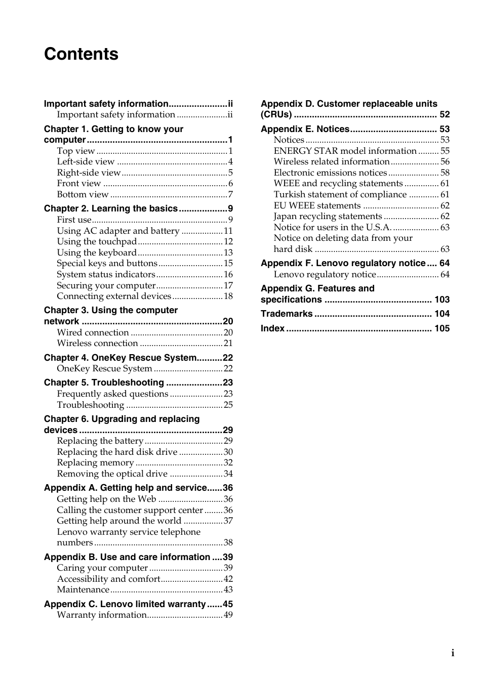 Lenovo G455 Notebook User Manual | Page 5 / 116